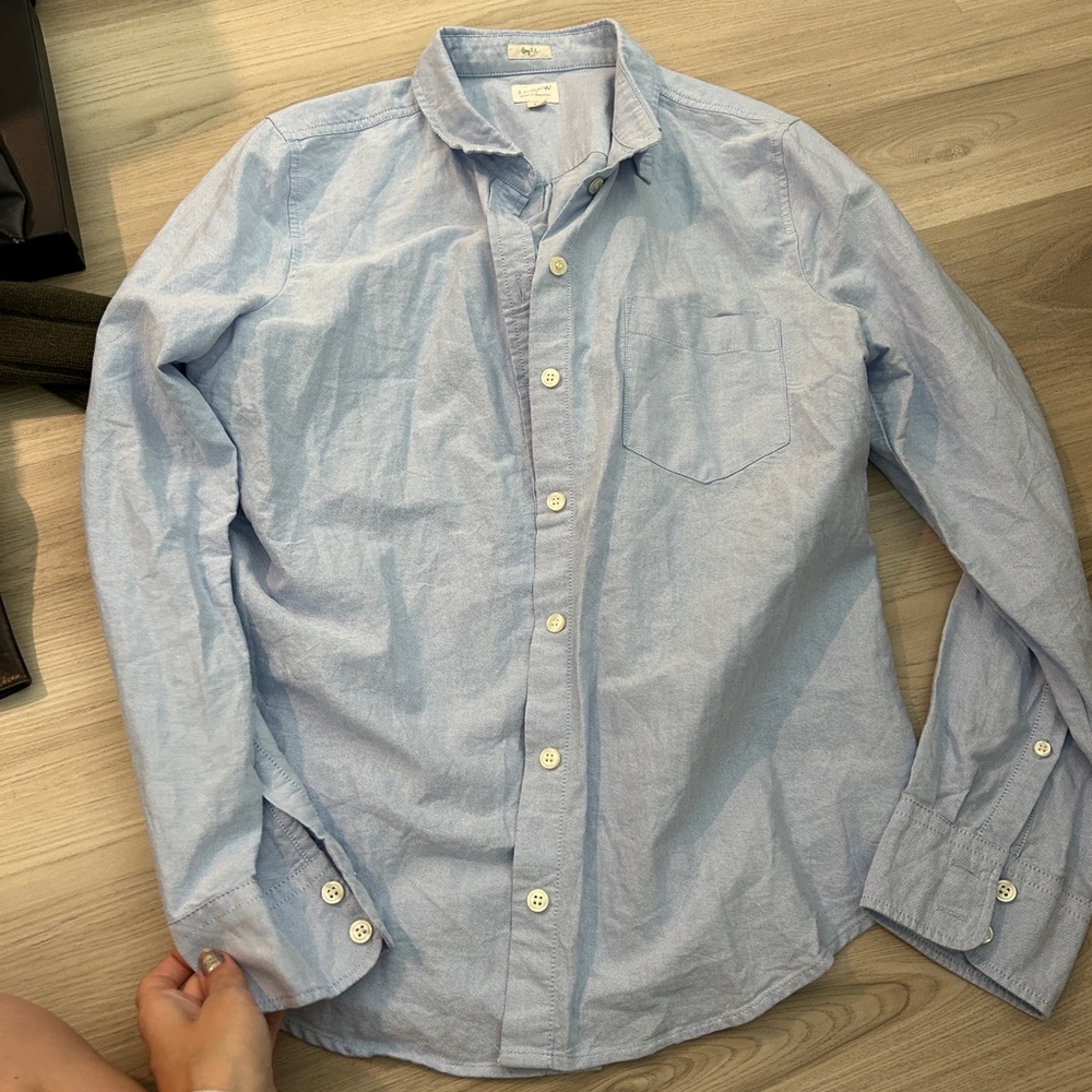 NWOT J.Crew boy fit button up blue cotton shirt